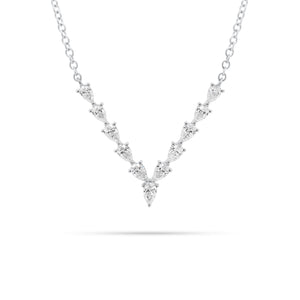 Pear-Shaped Diamond “V” Bar Necklace  - 14K gold  - diamonds totaling 0.83 carats