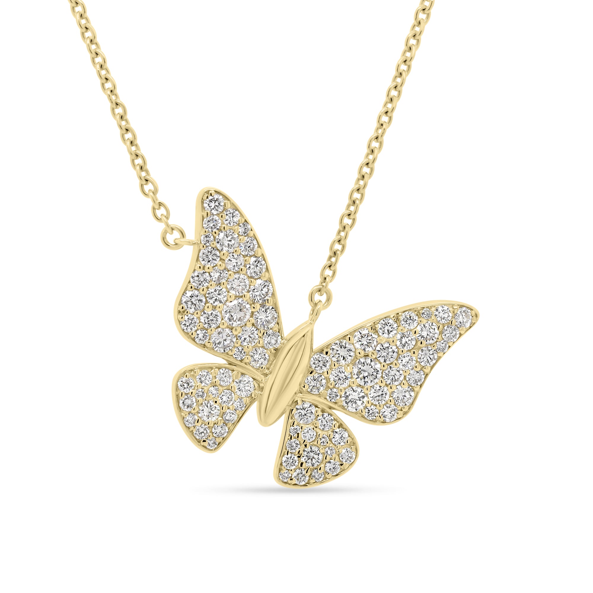 Diamond Fluttery Butterfly Necklace  - 14K gold weighing 7.63 grams  - diamonds totaling 1.45 carats