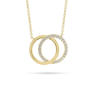 Diamond & Gold Interlocking Circles Necklace - 14K yellow gold  - diamonds totaling 0.31 carats
