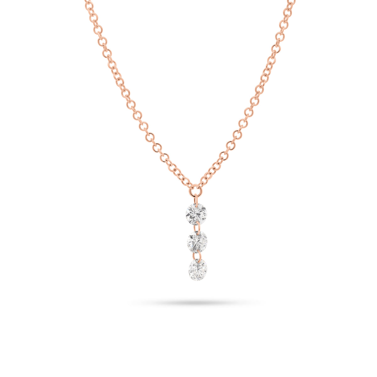 Floating Diamond Trio Pendant  - 14K gold  - diamonds totaling 0.26 carats