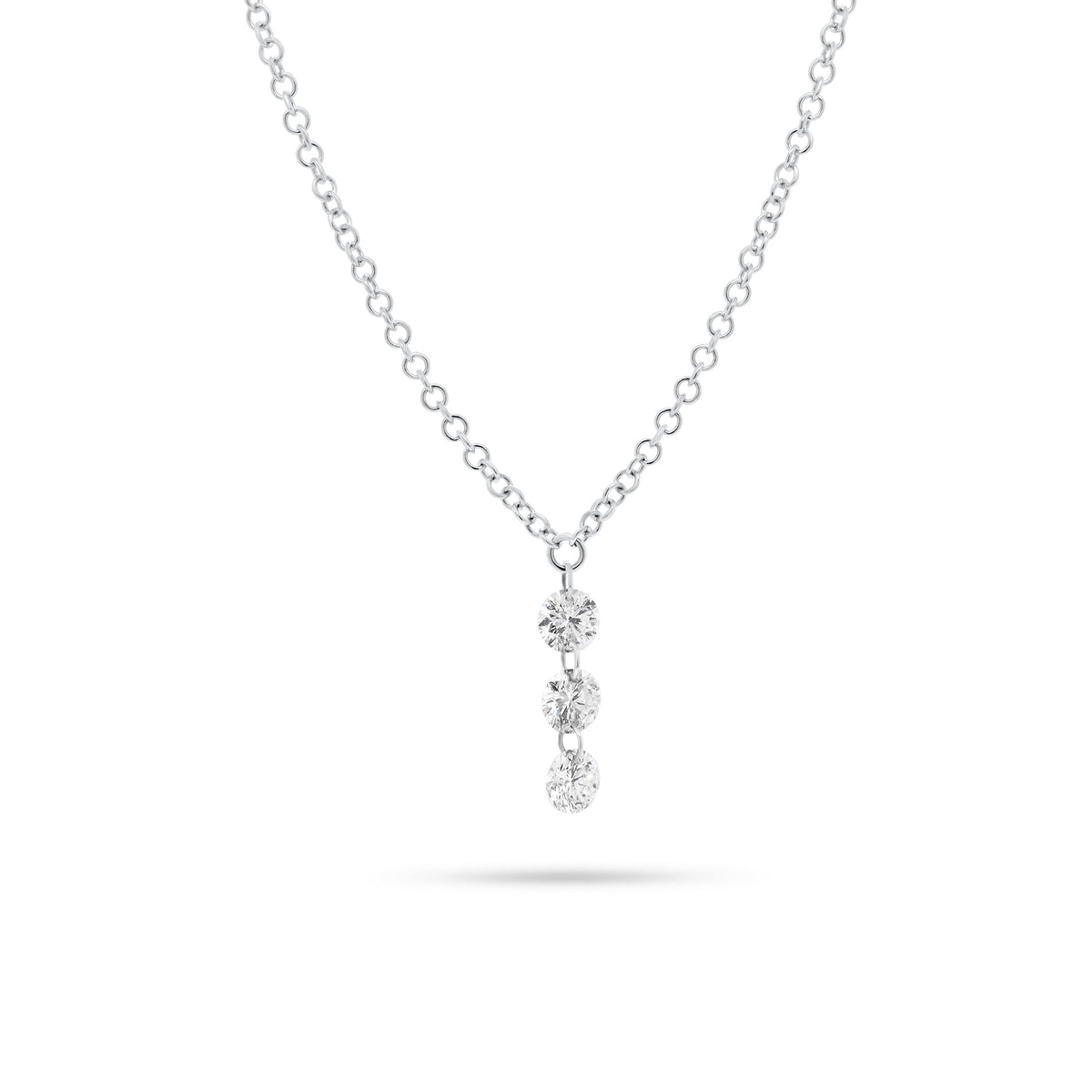 Floating Diamond Trio Pendant  - 14K gold  - diamonds totaling 0.26 carats