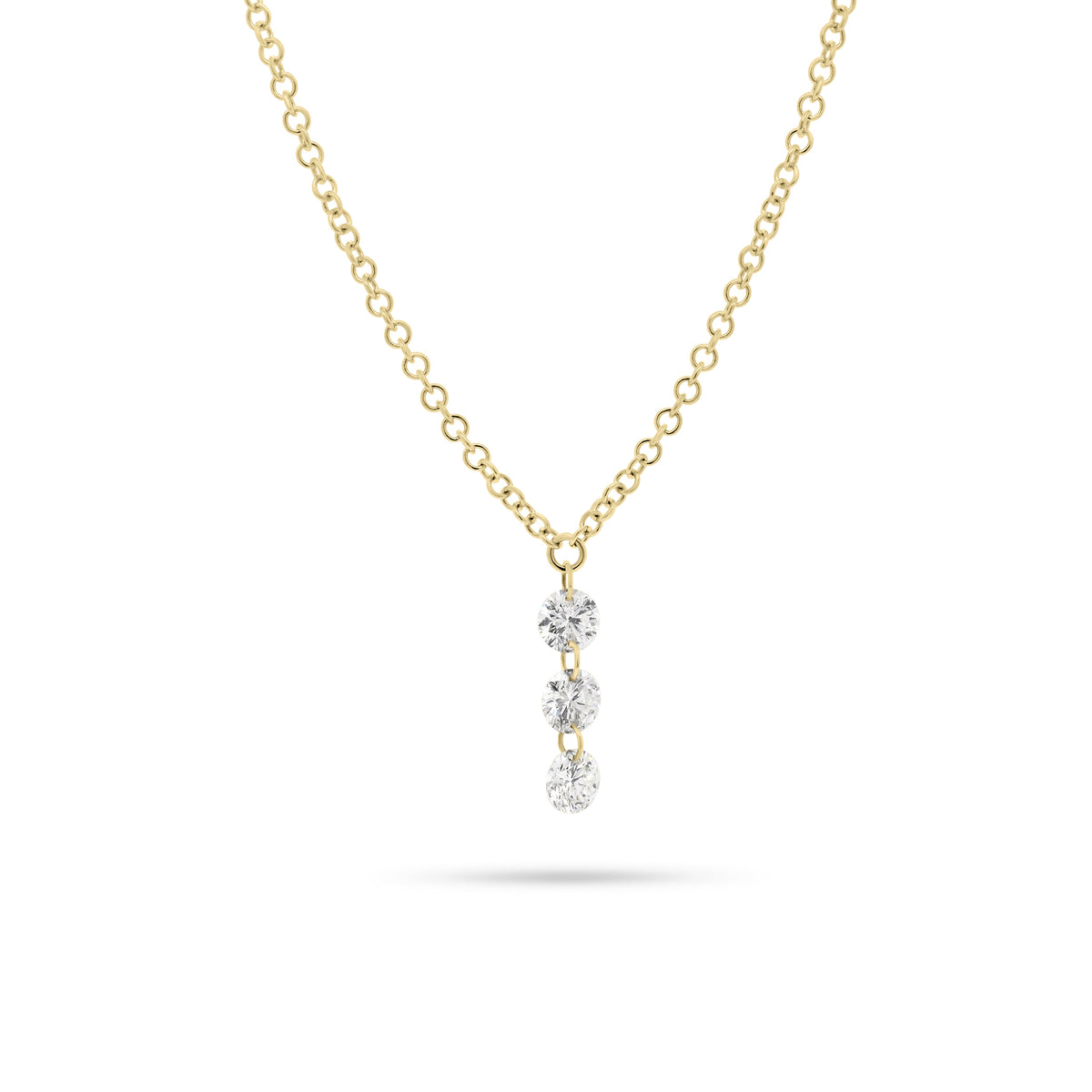 Floating Diamond Trio Pendant  - 14K gold  - diamonds totaling 0.26 carats