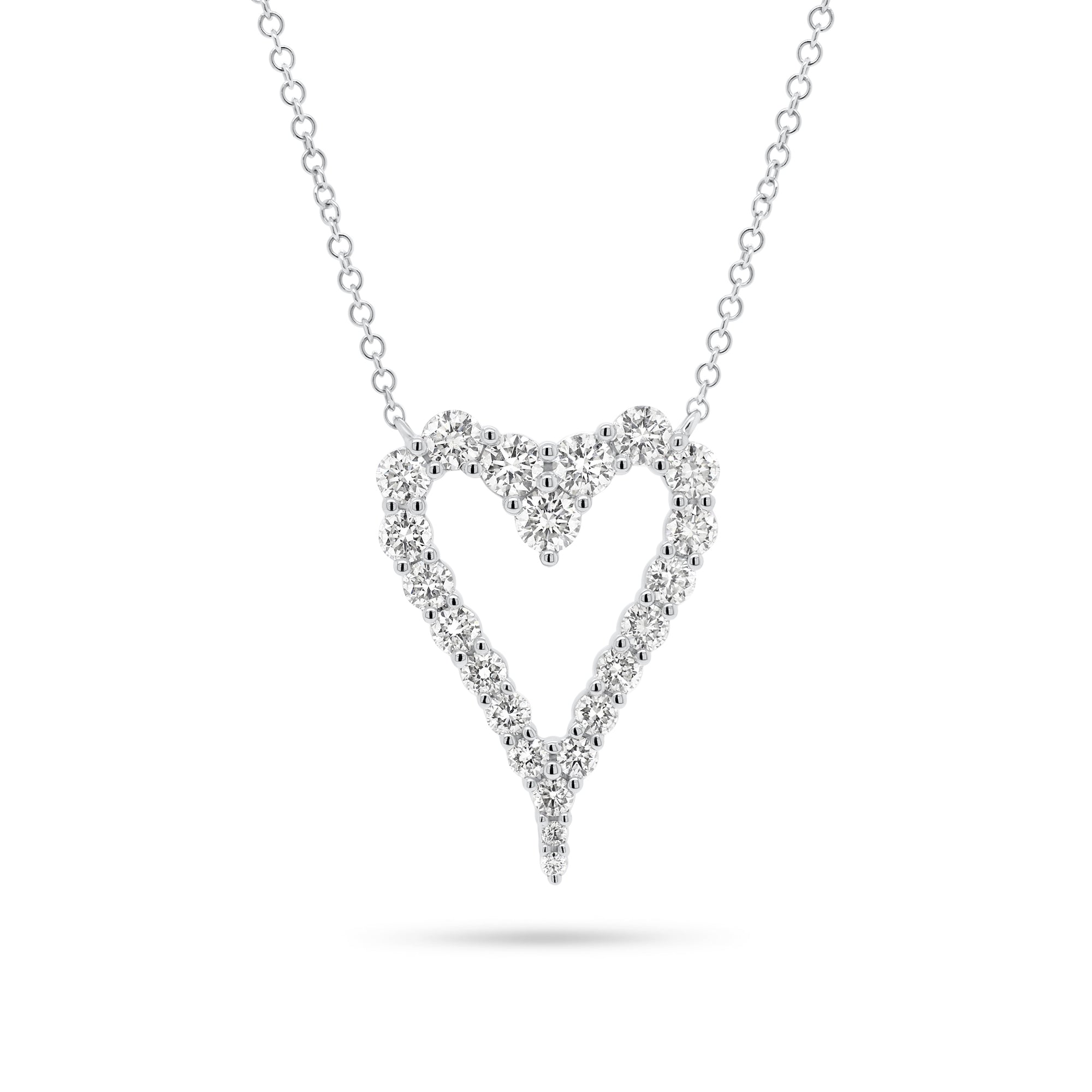 Diamond Open Elongate Heart Necklace  - 14K gold  - diamonds totaling 1.01 carats