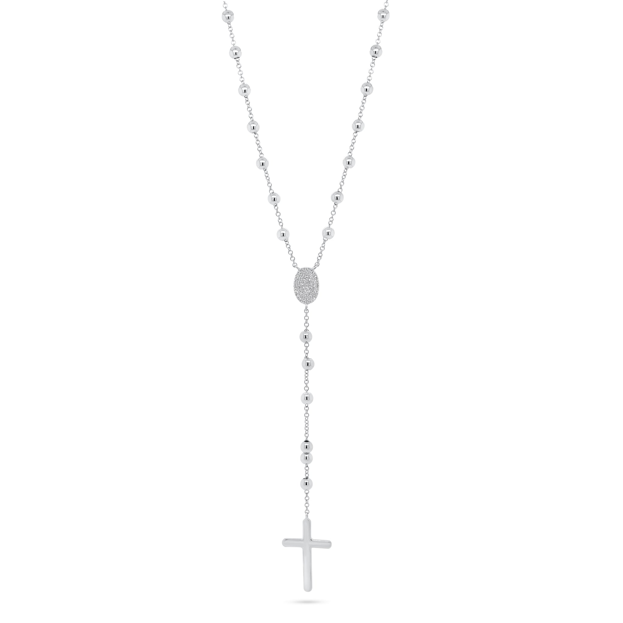 White gold rosary necklace with diamonds Clearance