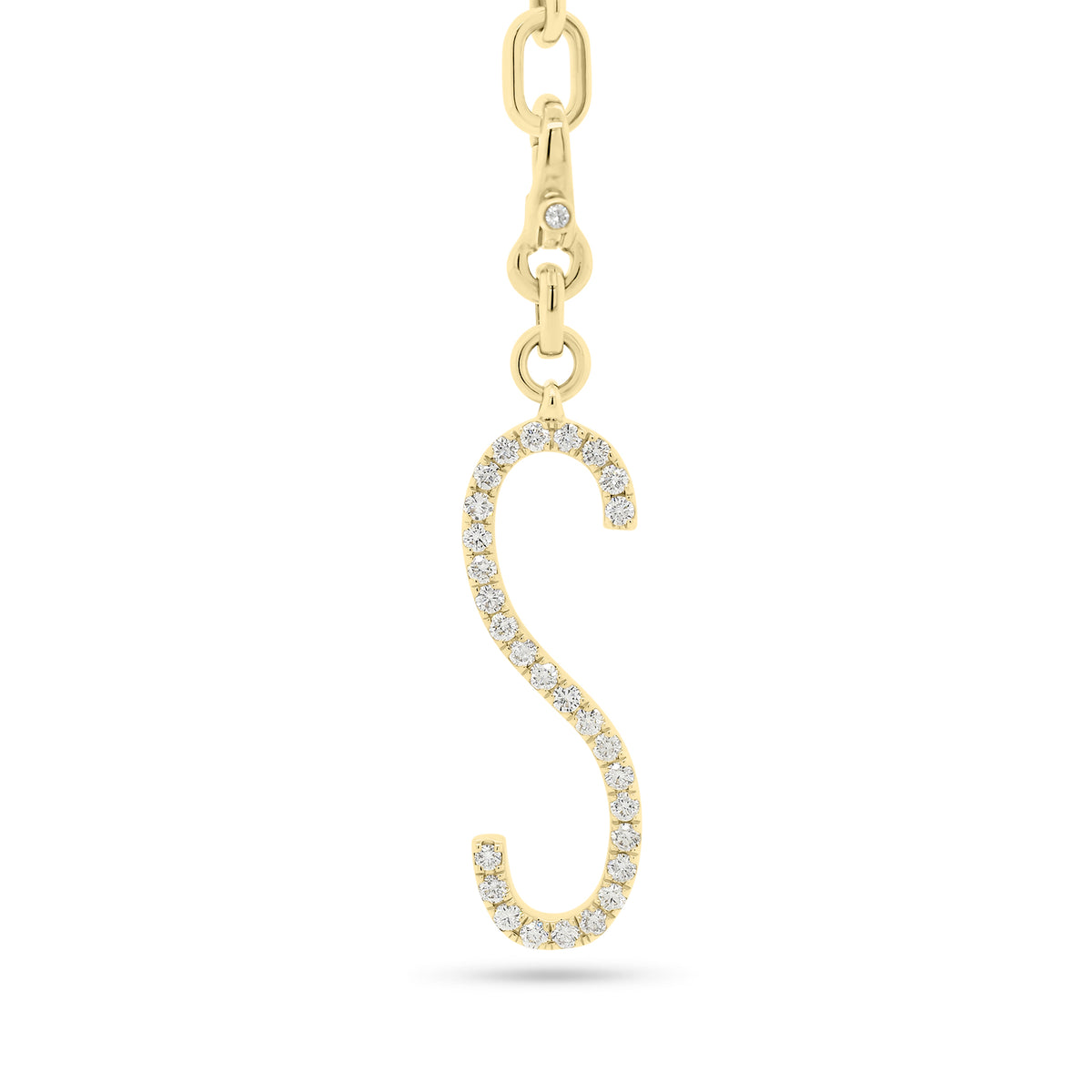 Diamond Long Initial Pendant - 14K yellow gold weighing 1.15 grams  - 29 round diamonds weighing 0.59 carats