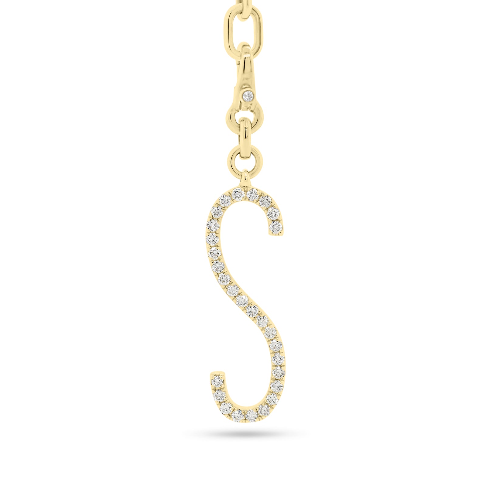Diamond Long Initial Pendant - 14K yellow gold weighing 1.15 grams  - 29 round diamonds weighing 0.59 carats