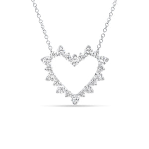 Diamond Open Heart Pendant  - 14K gold weighing 3.43 grams  - 20 round diamonds totaling 1.05 carats