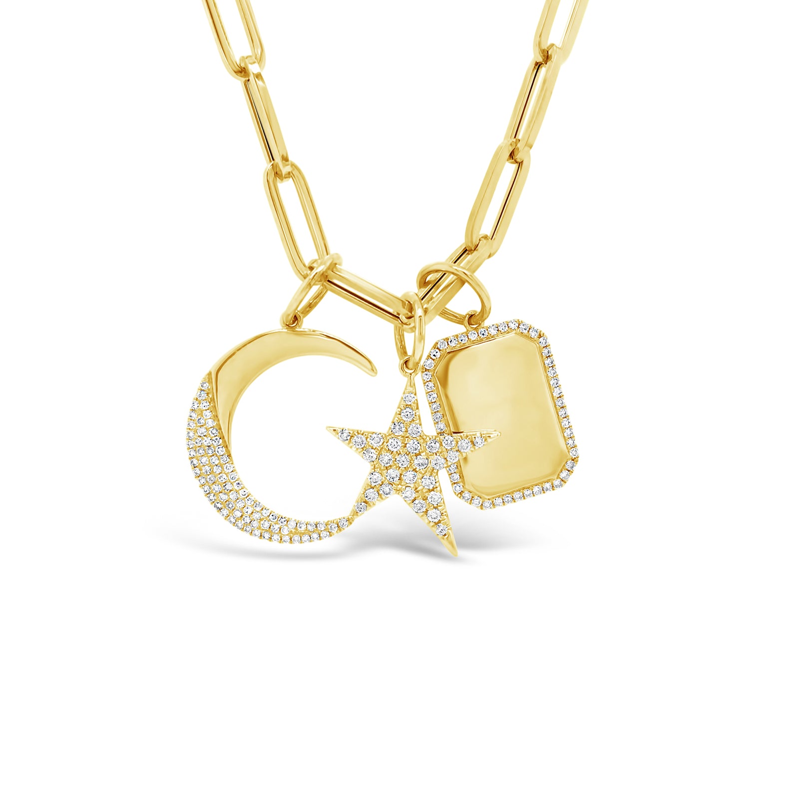 Diamond Confetti Bar Pendant - 14K gold weighing 3.34 grams  - 16 round diamonds totaling 0.45 carats  -14K gold weighing 3.04 grams  -74 round diamonds totaling 0.20 carats