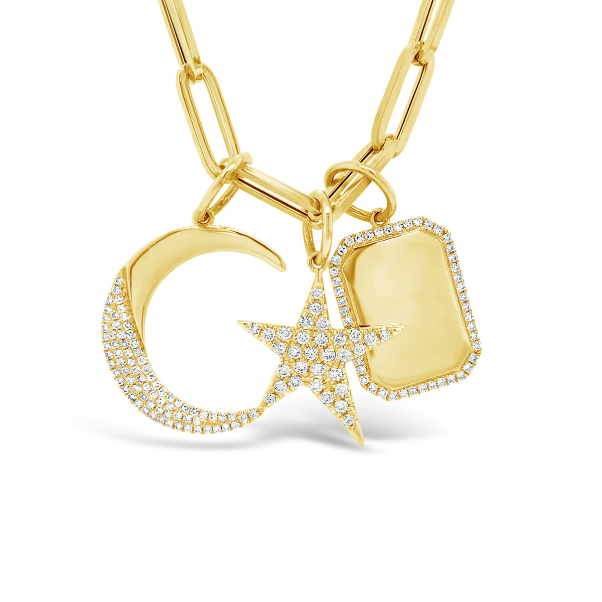 Diamond Star Pendant Charm -14K yellow gold weighing 1.55 grams -31 round diamonds totaling 0.26 carats