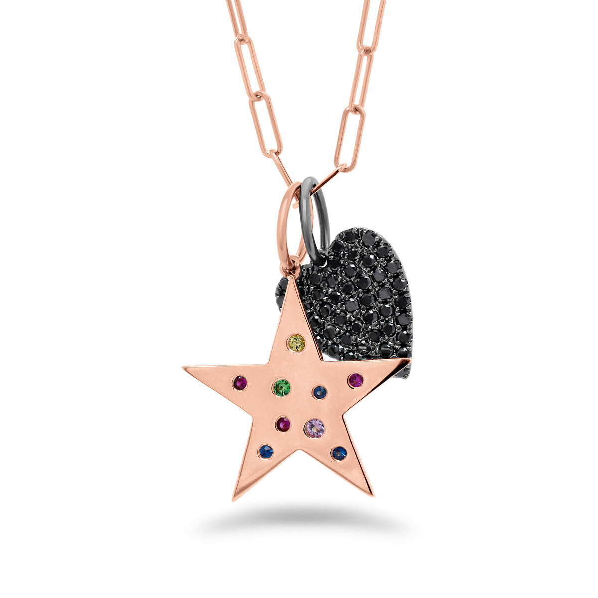 Multicolor Gemstone Star Pendant - 14K rose gold weighing 3.0 grams - 9 multicolor gemstones totaling 0.12 carats