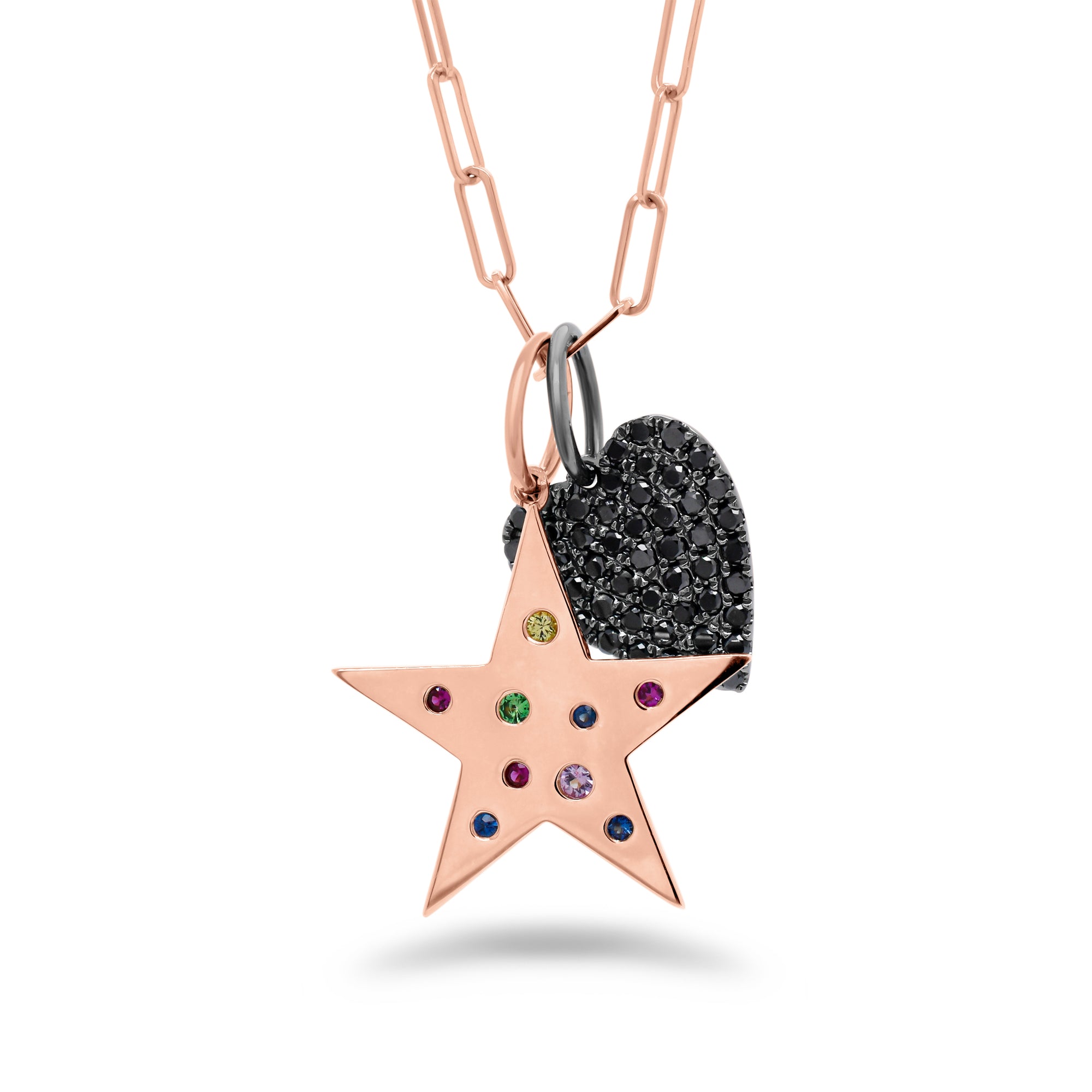 Multicolor Gemstone Star Pendant - 14K rose gold weighing 3.0 grams - 9 multicolor gemstones totaling 0.12 carats