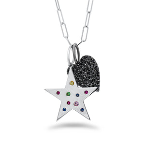 Multicolor Gemstone Star Pendant - 14K white gold weighing 3.0 grams - 9 multicolor gemstones totaling 0.12 carats