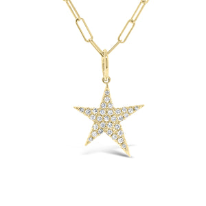 Diamond Star Pendant Charm -14K yellow gold weighing 1.55 grams -31 round diamonds totaling 0.26 carats
