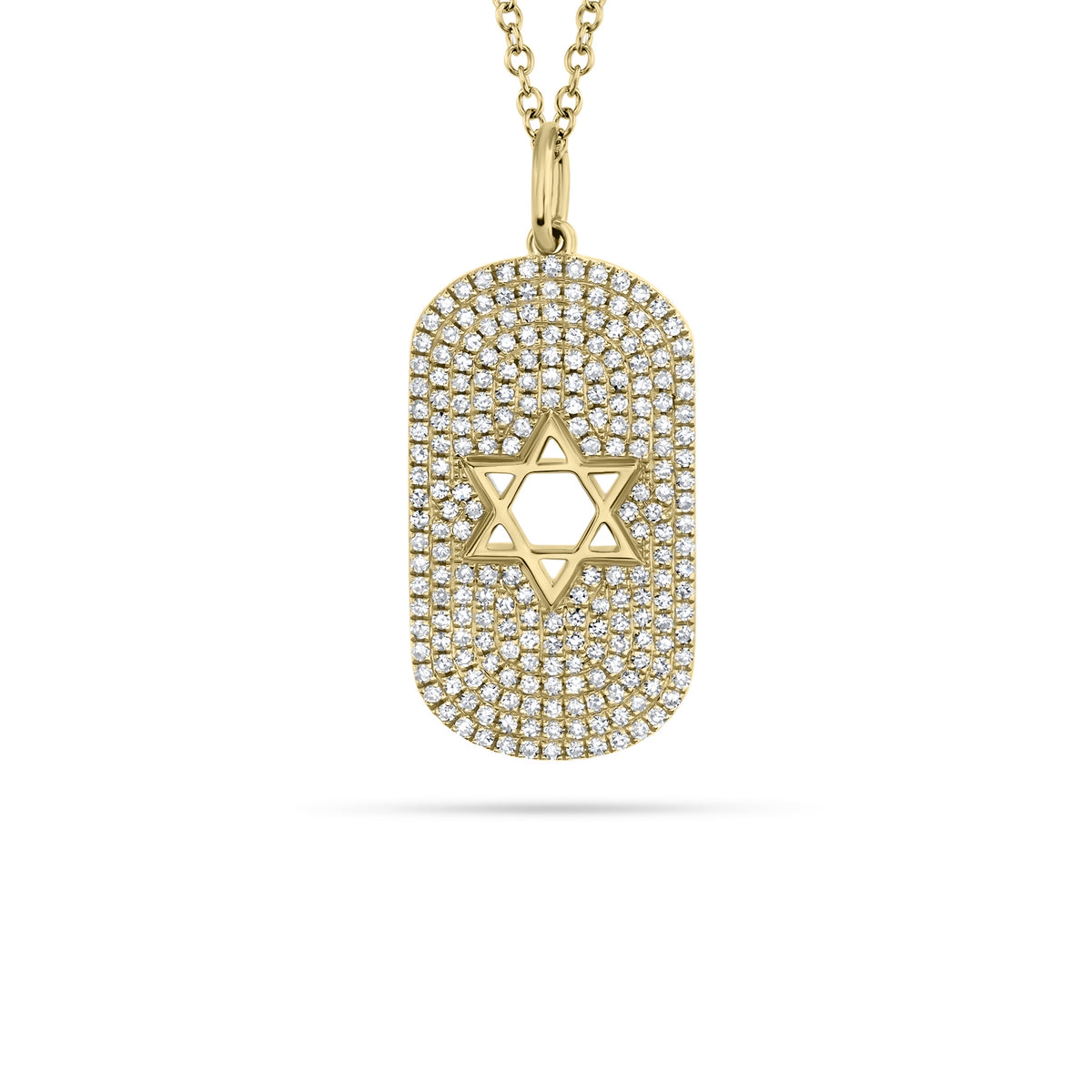 Diamond Star of David Dog Tag Necklace  - 14K gold  - 0.49 cts round diamonds