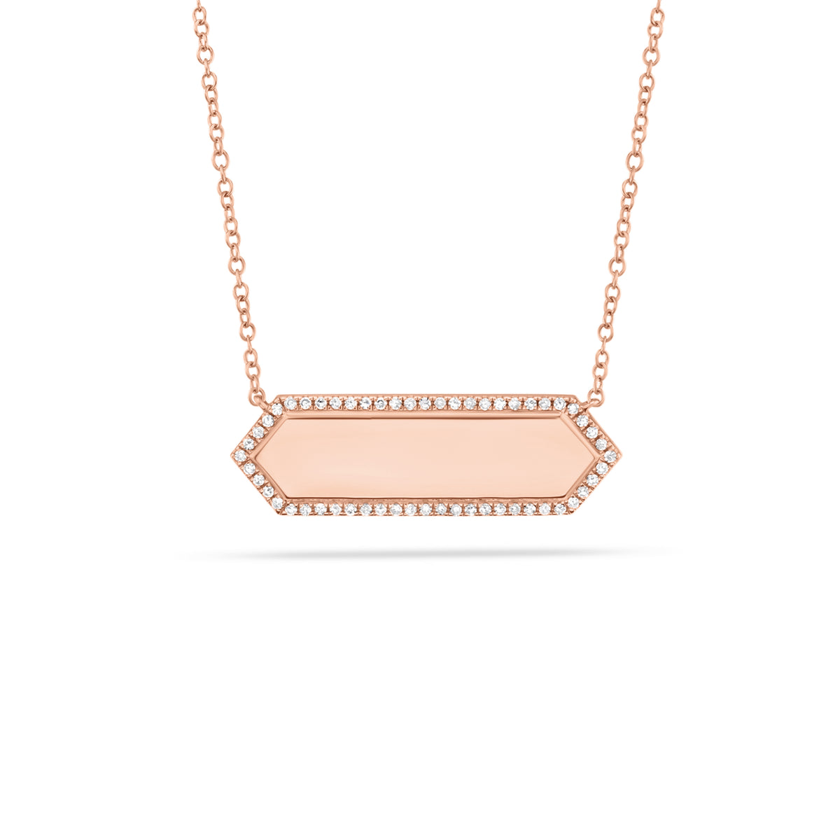 Diamond Hexagon Pendant - 14K rose gold - 0.12 cts round diamonds
