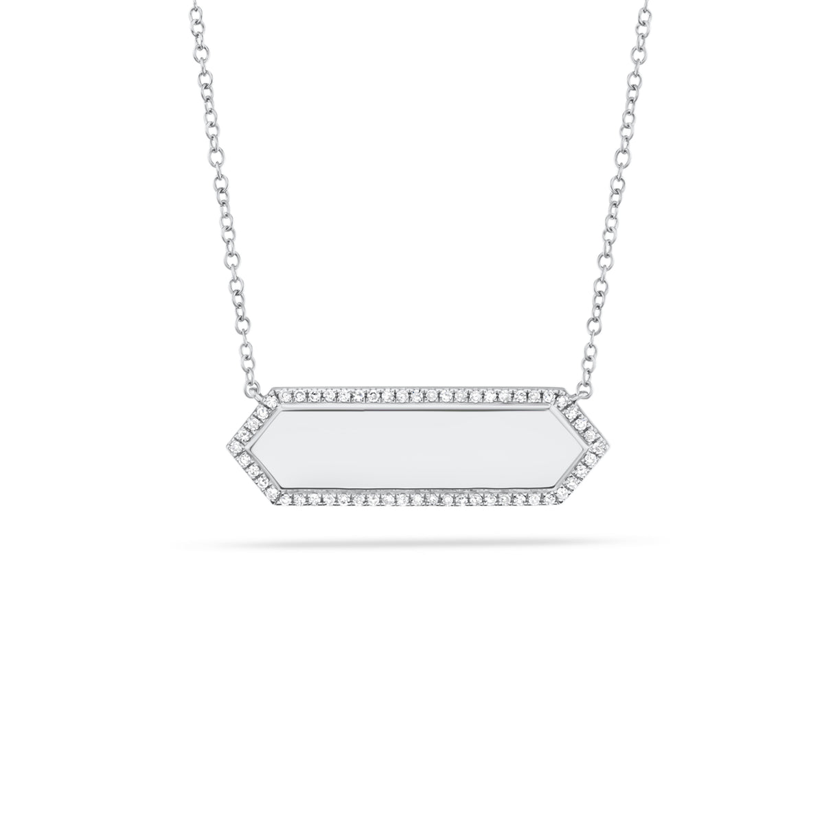 Diamond Hexagon Pendant - 14K white gold - 0.12 cts round diamonds