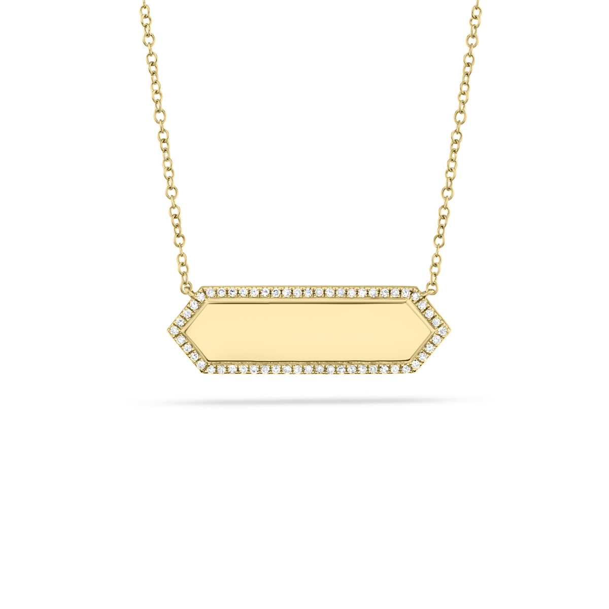 Diamond Hexagon Pendant - 14K yellow gold - 0.12 cts round diamonds