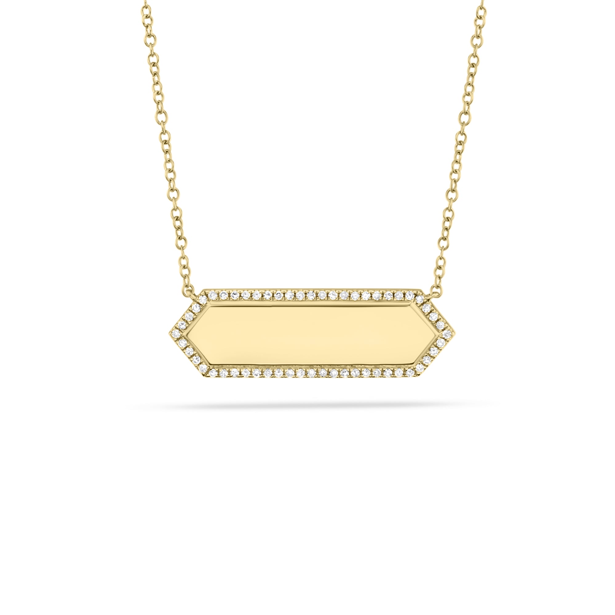 Diamond Hexagon Pendant - 14K yellow gold - 0.12 cts round diamonds