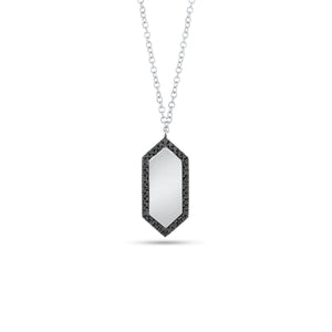 Black Diamond Hexagon Pendant - 14K white gold - 0.09 cts round diamonds