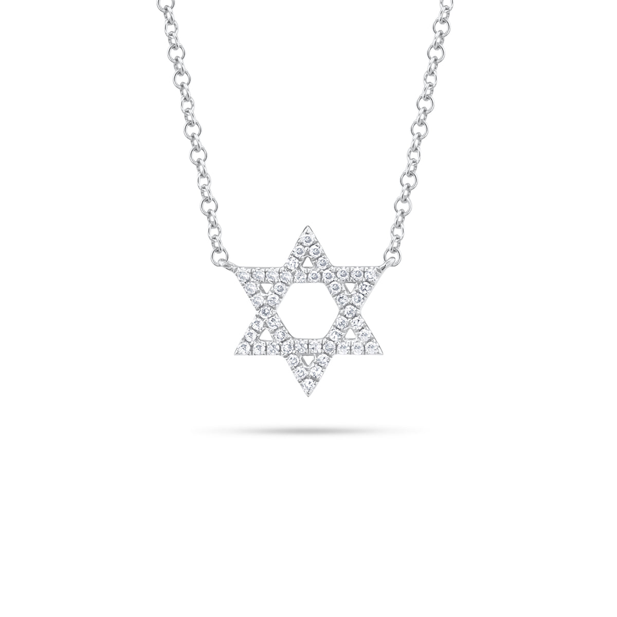 Diamond Star of David Necklace  - 14K gold  - 0.11 cts round diamonds