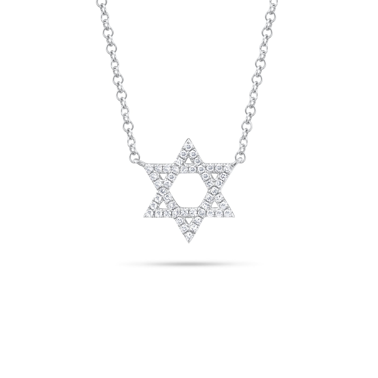 Diamond Star of David Necklace  - 14K gold  - 0.11 cts round diamonds