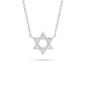 Diamond Star of David Necklace  - 14K gold  - 0.11 cts round diamonds