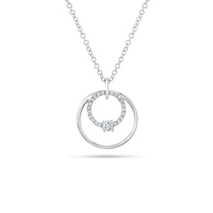 Diamond & Gold Open Circle Pendant - 14K white gold - 0.11 cts round diamonds