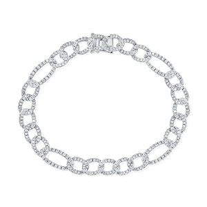 Diamond Figaro Chain Bracelet - 14K white gold weighing 13.25 grams - 324 round diamonds totaling 2.67 carats