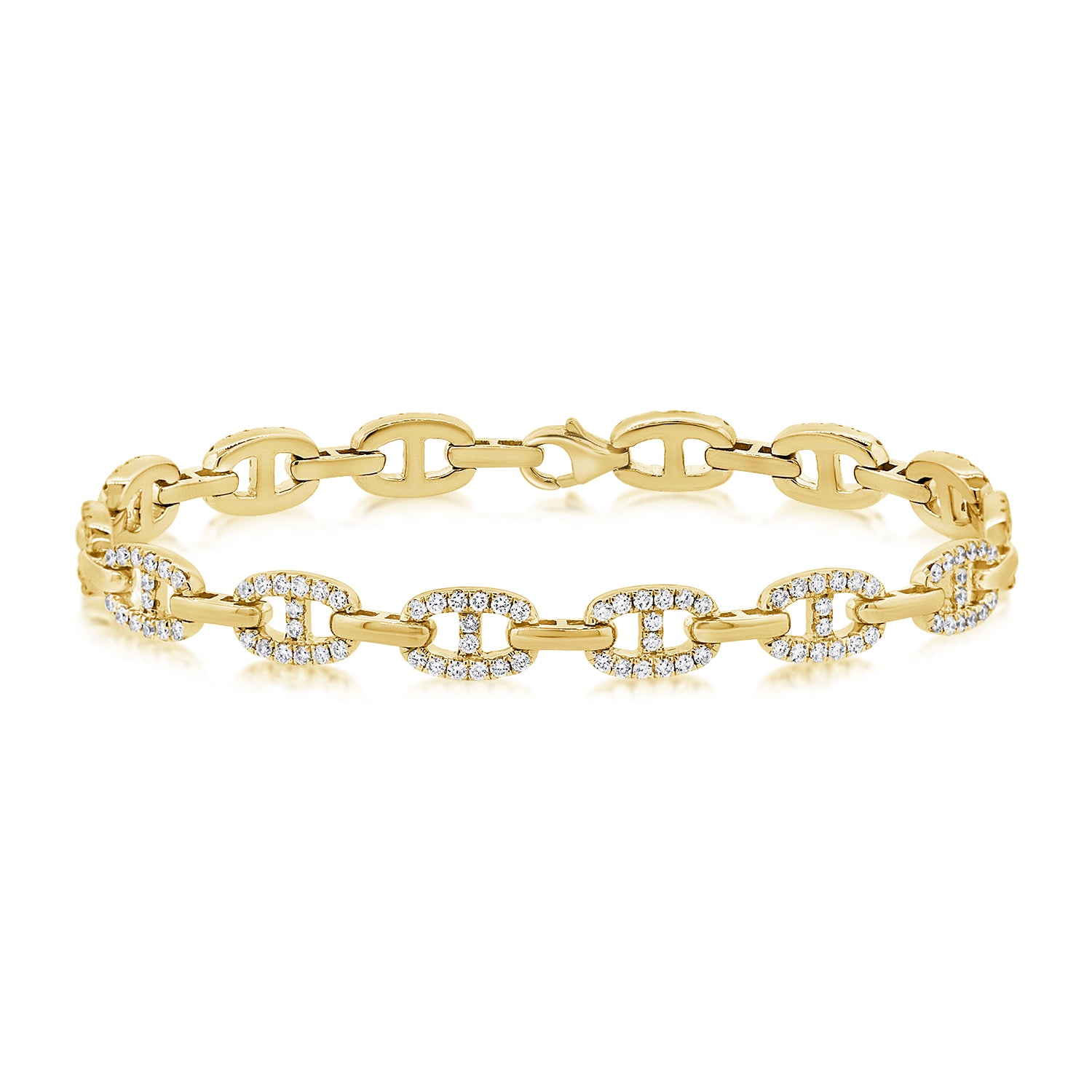 Diamond Classic Chain Link Bracelet - 14K white gold weighing 13.24 grams - 196 round diamonds totaling 1.83 carats