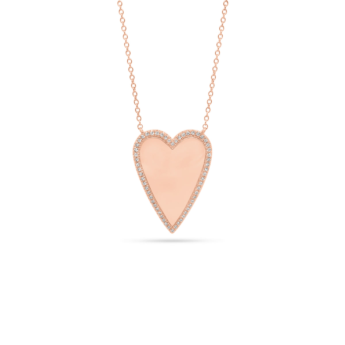 Diamond-Framed Elongated Heart Pendant  - 14K gold weighing 5.42 grams  - 58 round diamonds totaling 0.14 carats