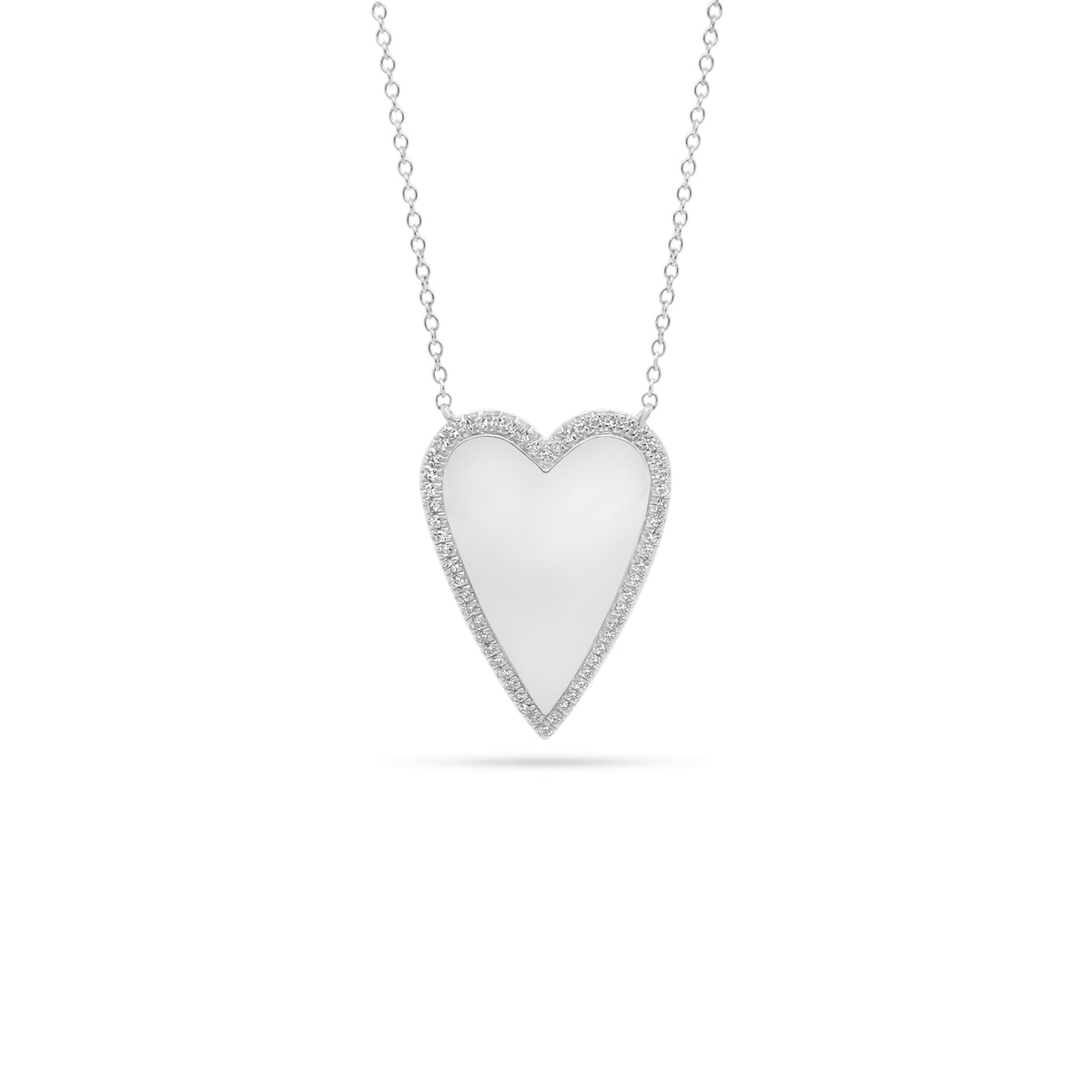 Diamond-Framed Elongated Heart Pendant  - 14K gold weighing 5.42 grams  - 58 round diamonds totaling 0.14 carats