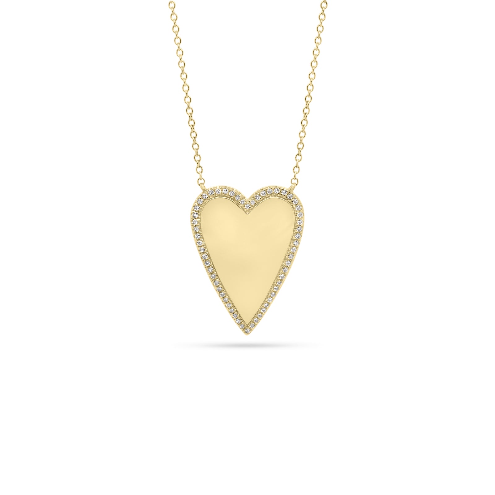 Diamond-Framed Elongated Heart Pendant  - 14K gold weighing 5.42 grams  - 58 round diamonds totaling 0.14 carats
