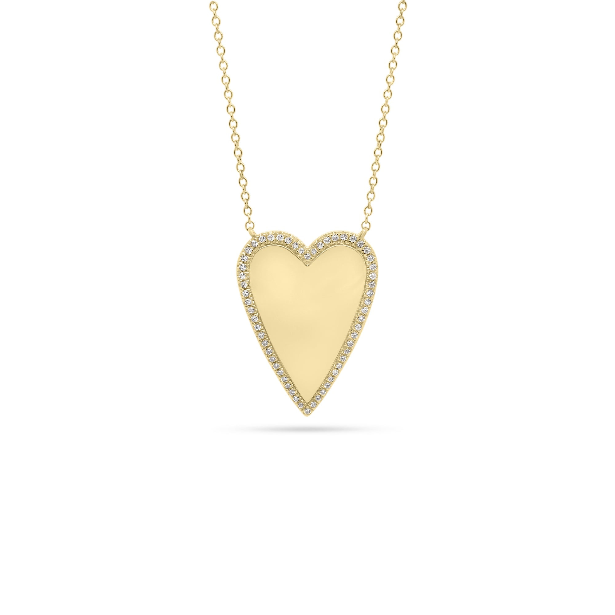 Diamond-Framed Elongated Heart Pendant  - 14K gold weighing 5.42 grams  - 58 round diamonds totaling 0.14 carats