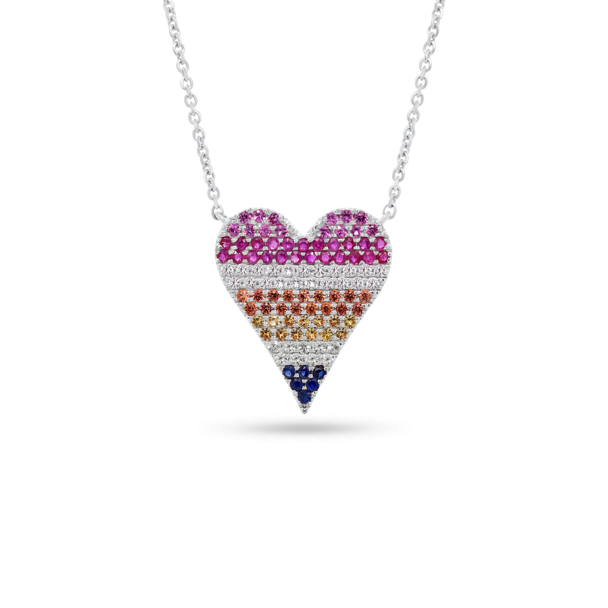 Multicolor Gemstone Heart Pendant  - 14K gold weighing 2.98 grams  - 103 multicolor gemstones totaling 0.82 carats