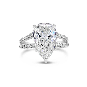 Pear-Shaped Diamond Engagement Ring with Split Shank  -18K weighting 4.70 GR - 87 round diamonds totaling 0.63 carats