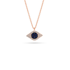 Sapphire & Diamond Evil Eye Pendant  - 14K gold weighing 1.67 grams  - 22 round diamonds totaling 0.13 carats  - 7 sapphires totaling 0.08 carats