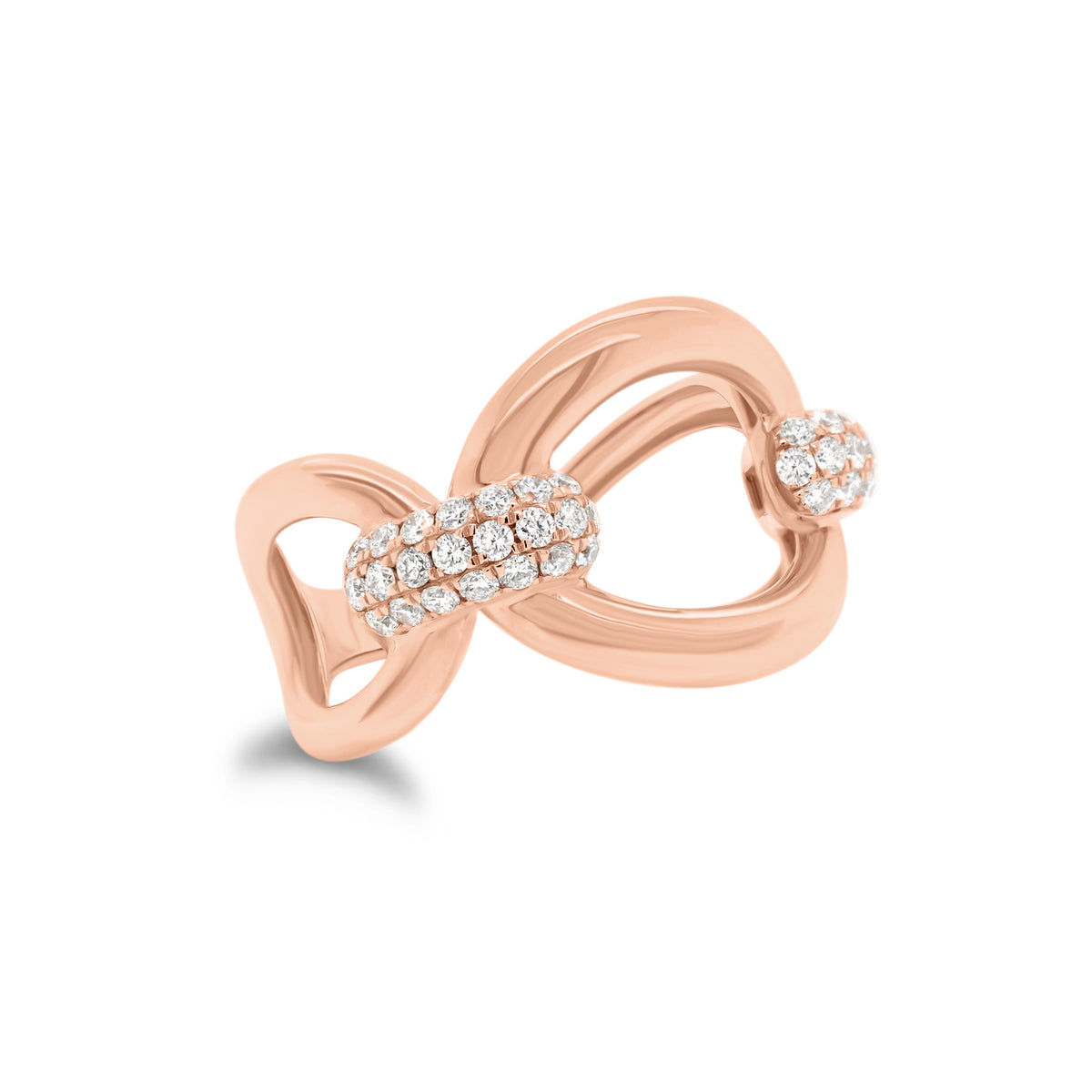 Diamond Bold Loop Ring  - 14K gold weighing 4.01 grams  - 44 round diamonds totaling 0.46 carats