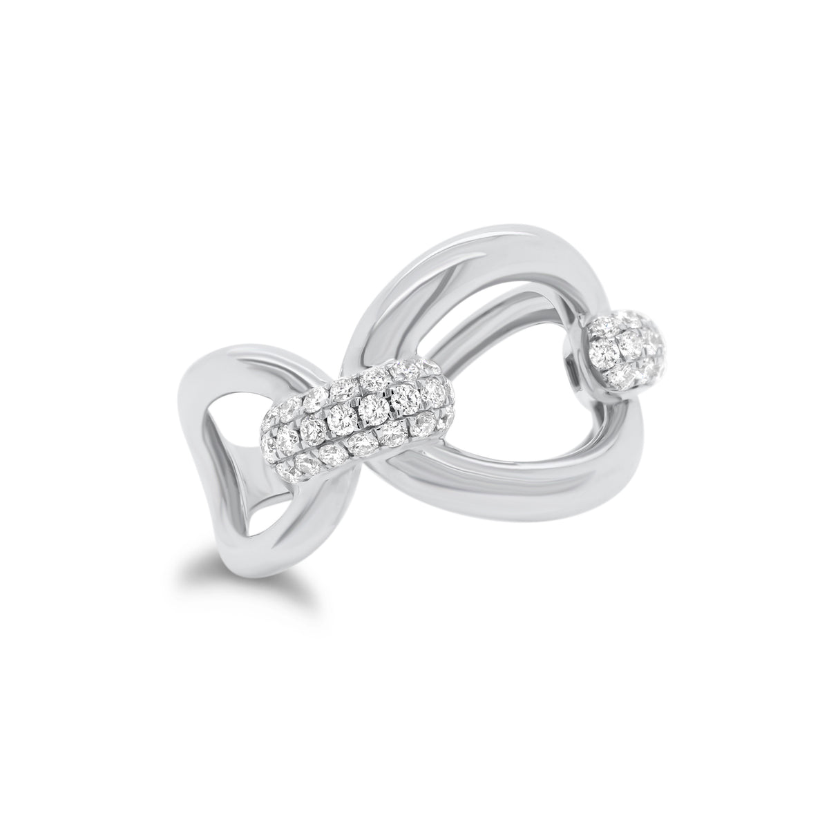 Diamond Bold Loop Ring  - 14K gold weighing 4.01 grams  - 44 round diamonds totaling 0.46 carats