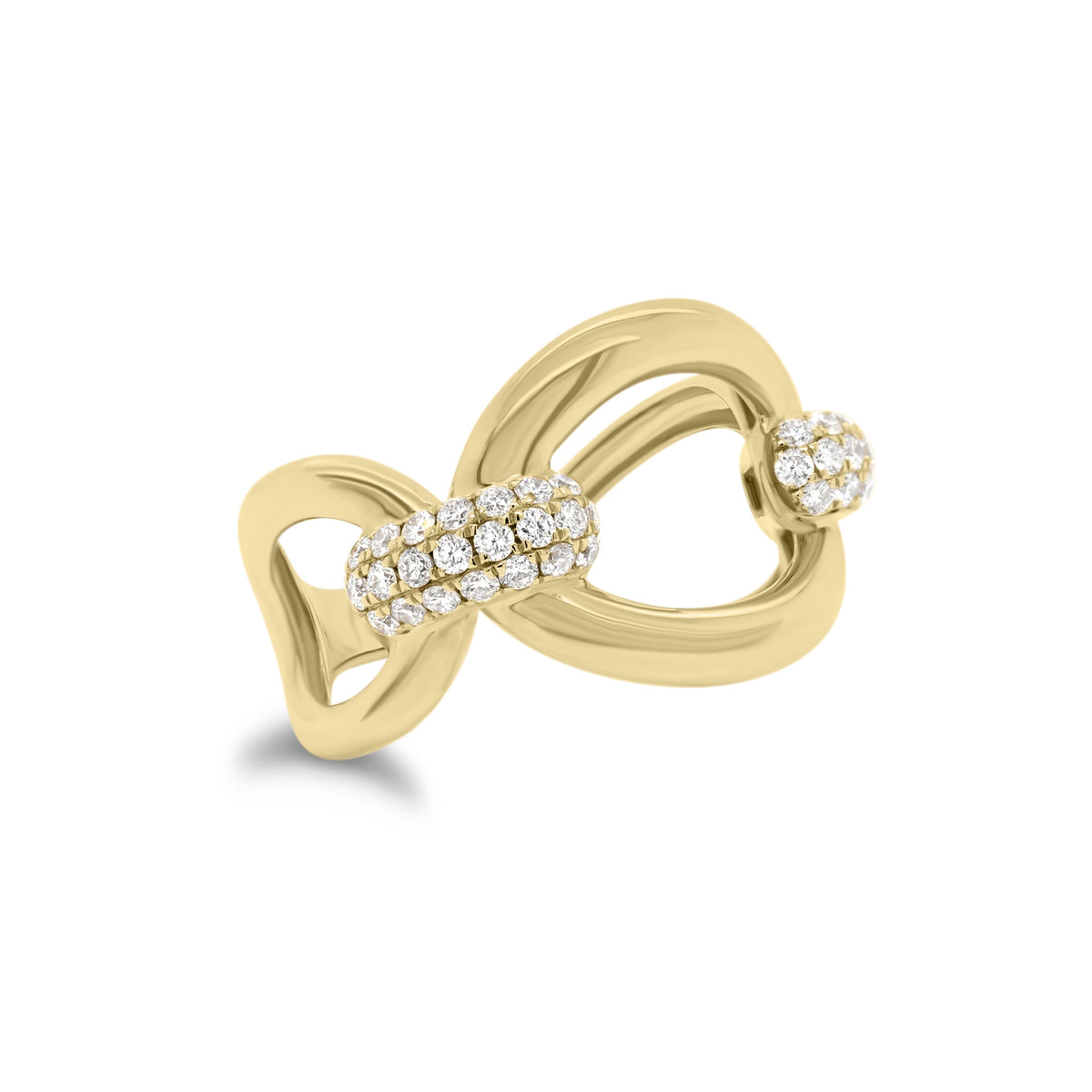 Diamond Bold Loop Ring  - 14K gold weighing 4.01 grams  - 44 round diamonds totaling 0.46 carats