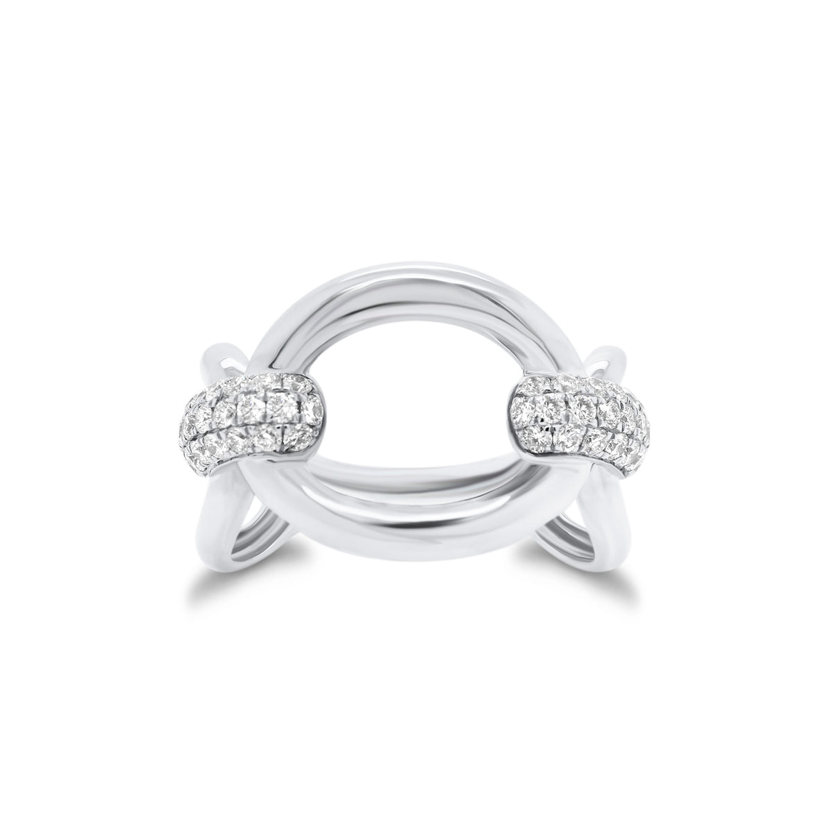 Diamond Bold Loop Ring  - 14K gold weighing 4.01 grams  - 44 round diamonds totaling 0.46 carats