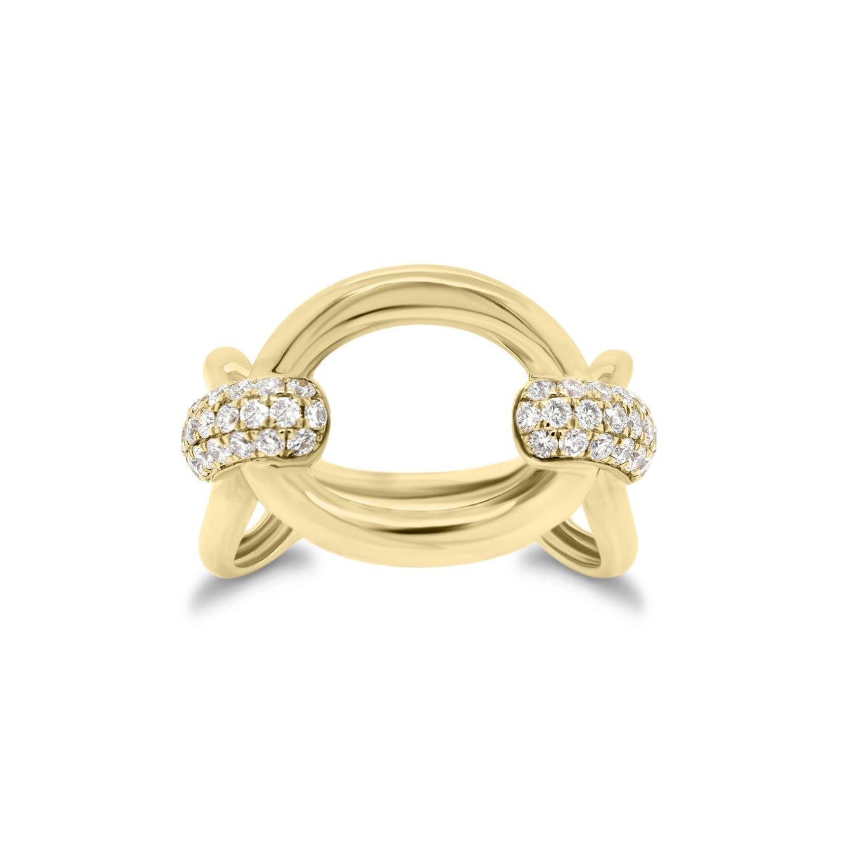 Diamond Bold Loop Ring  - 14K gold weighing 4.01 grams  - 44 round diamonds totaling 0.46 carats