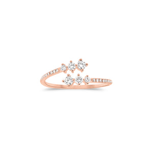 Graduated Diamond Wrap Pinky Ring  - 14K rose gold weighing 1.23 grams  - 22 round diamonds totaling 0.25 carats