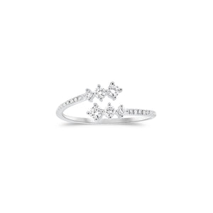 Graduated Diamond Wrap Pinky Ring  - 14K white gold weighing 1.23 grams  - 22 round diamonds totaling 0.25 carats