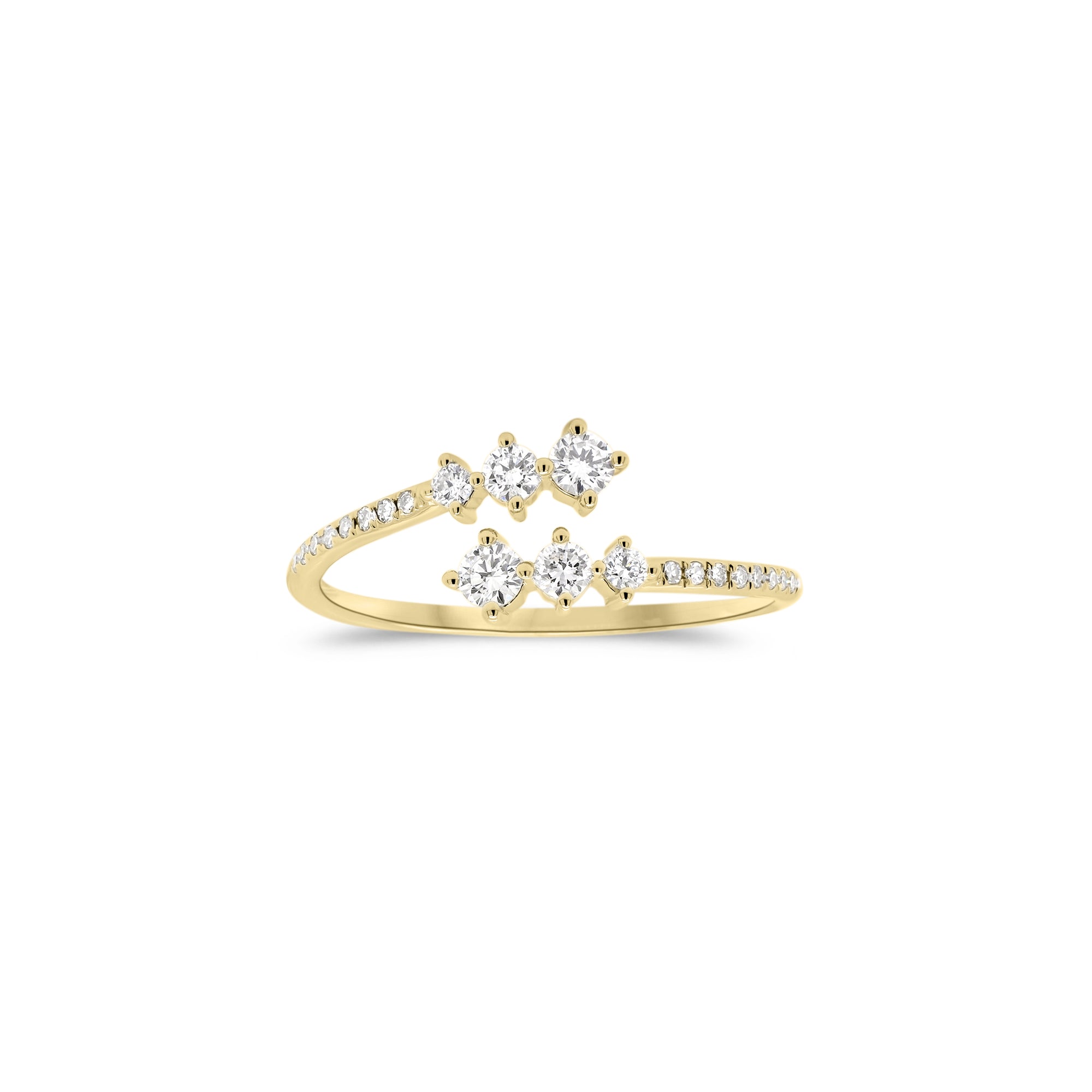 Graduated Diamond Wrap Pinky Ring  - 14K yellow gold weighing 1.23 grams  - 22 round diamonds totaling 0.25 carats