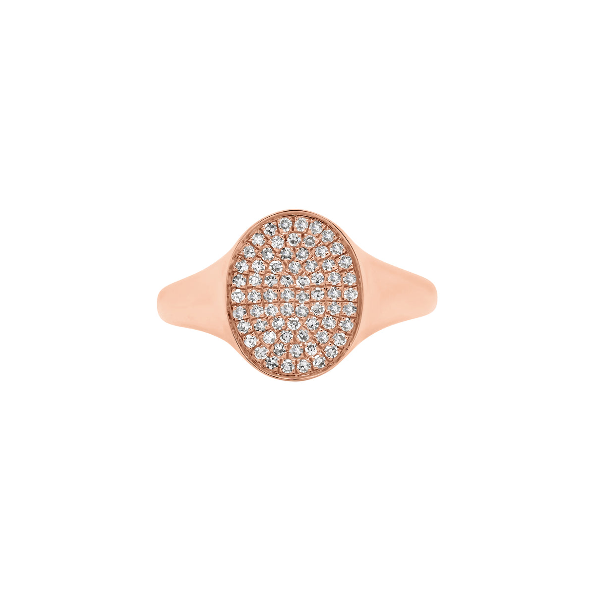Pave Diamond Signet Pinky Ring  - 14K gold weighing 2.94 grams  - 68 round diamonds totaling 0.15 carats