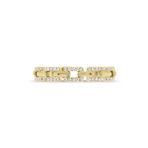 Diamond Chain Link Stackable Ring  - 14K gold weighing 2.30 grams  - 50 round diamonds totaling 0.13 carats
