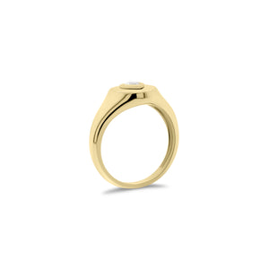 Diamond Heart Signet Ring  - 14K gold weighing 2.68 grams  - 0.15 ct heart-shaped diamond