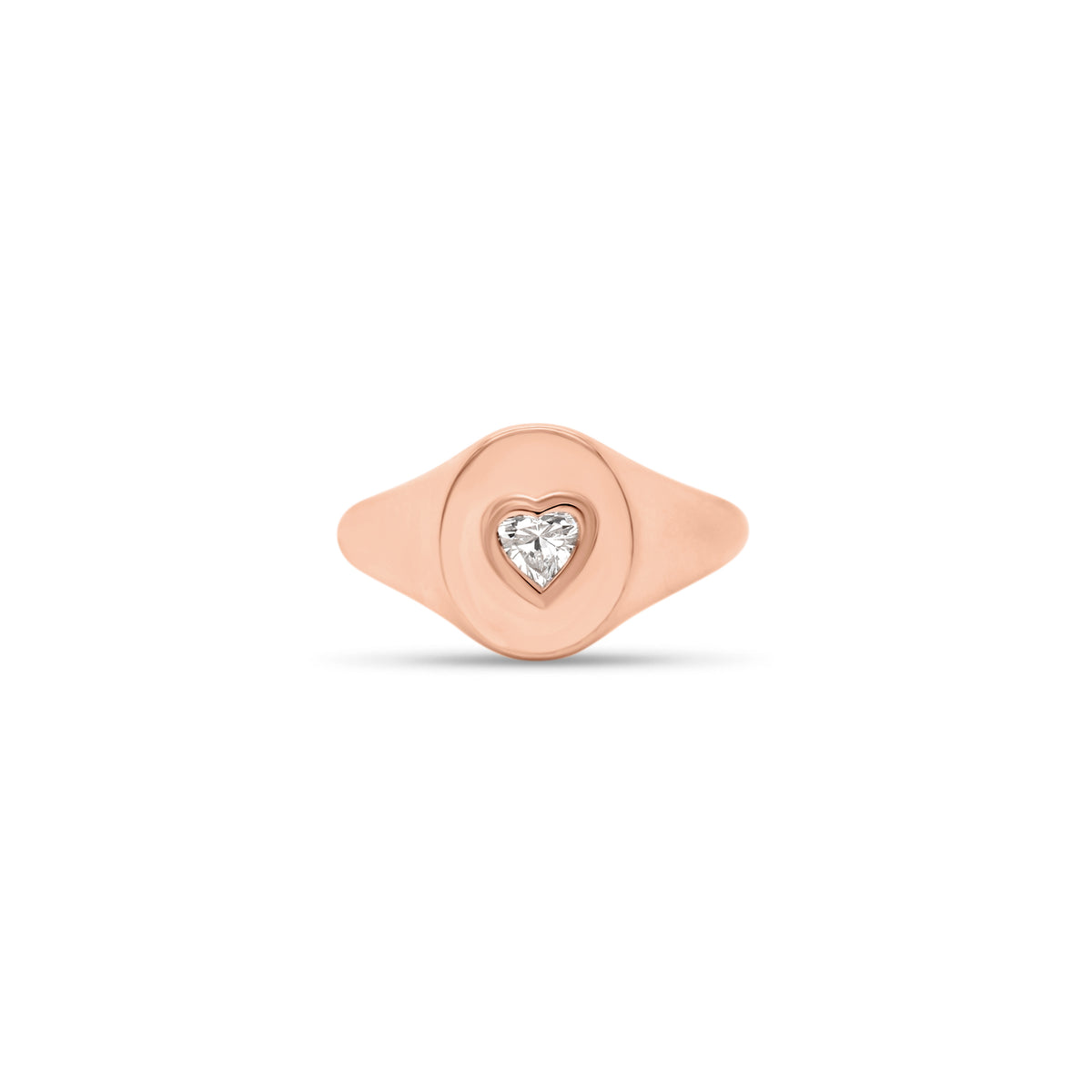 Diamond Heart Signet Ring  - 14K gold weighing 2.68 grams  - 0.15 ct heart-shaped diamond
