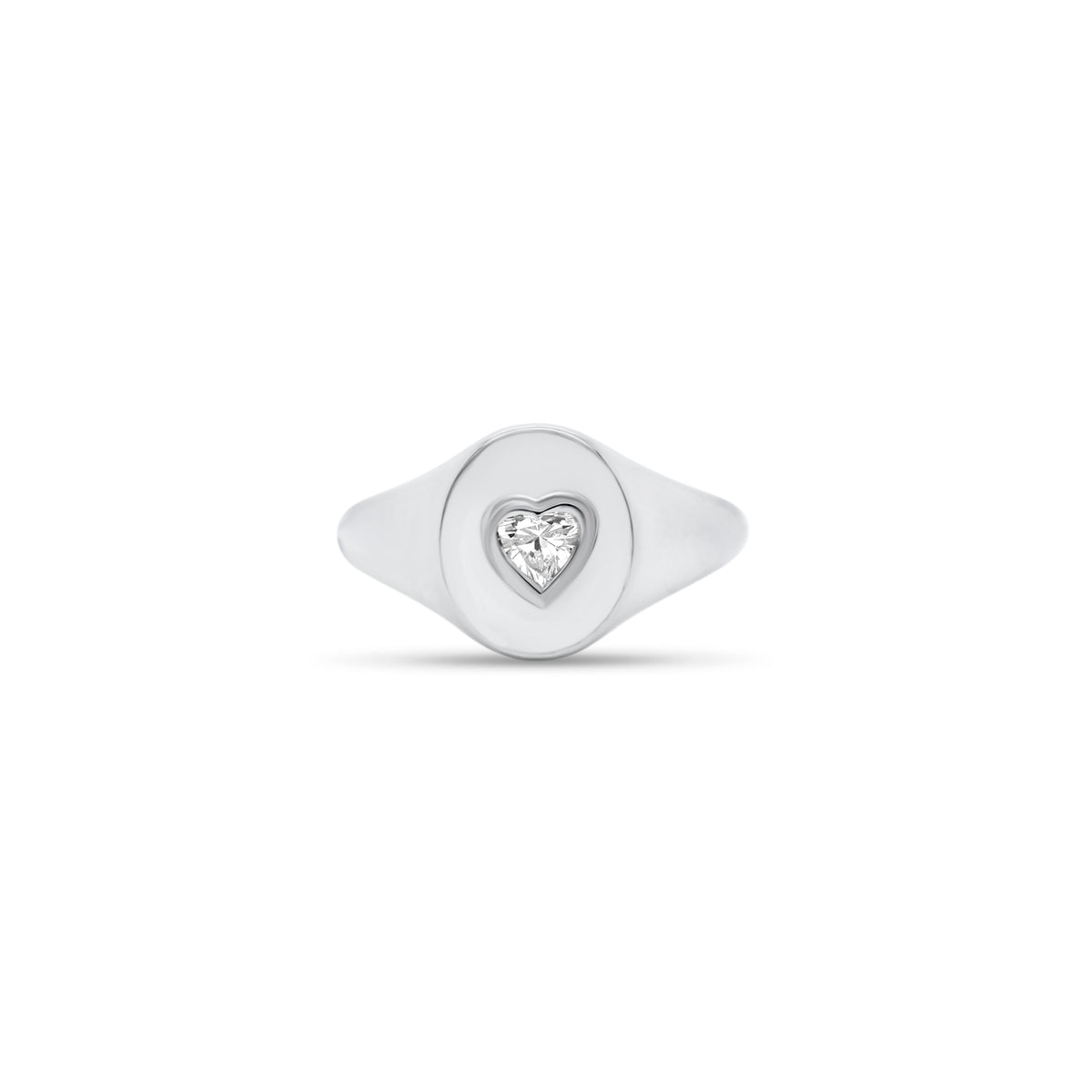 Diamond Heart Signet Ring  - 14K gold weighing 2.68 grams  - 0.15 ct heart-shaped diamond