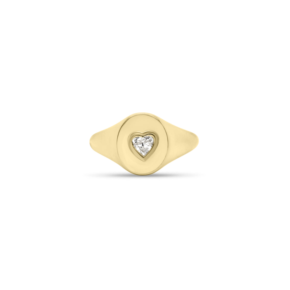 Diamond Heart Signet Ring  - 14K gold weighing 2.68 grams  - 0.15 ct heart-shaped diamond
